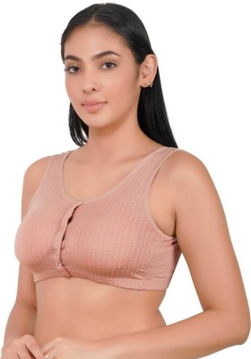 Wave Fashion Women's Maternity Button Front Nursing Bra Comfy Wireless Breastfeeding Bras Women Maternity/Nursing Lightly Padded Bra(Orange)