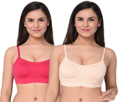 elina Ultimate Comfort Wireless Bra for Women Women Sports Non Padded Bra(Red, Pink)