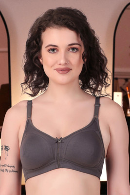 Piylu Everyday Comfort Women Full Coverage Non Padded Bra(Grey)