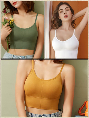 MAHEK CREATIVE Women Cami Bra Lightly Padded Bra(Multicolor)