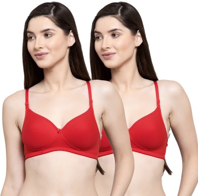 Groversons Paris Beauty Women Full Coverage Heavily Padded Bra(Red)