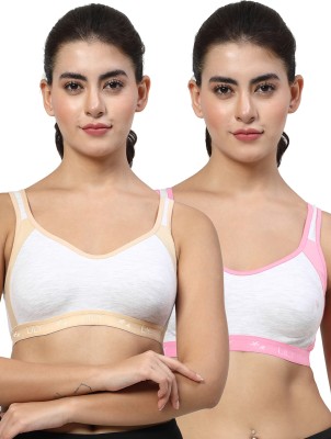 LILY Strops999 Women Sports Non Padded Bra(Beige, Pink)