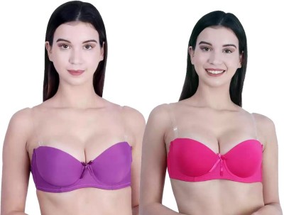 Sauri Women Balconette Lightly Padded Bra(Pink, Purple)