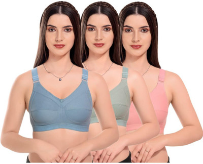 S Creation Women's Multicolor Lightly Padded Sports Bra | Cotton Blend Comfort Fit. Women Full Coverage Lightly Padded Bra(Pink)