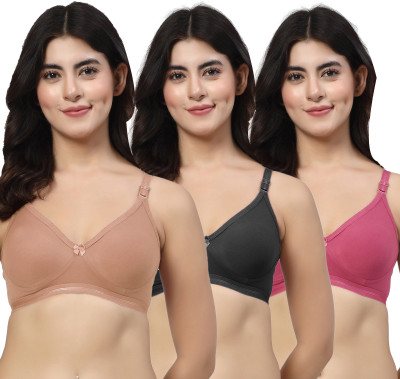 LILY ithsird Moulded Minimizer Women T-Shirt Non Padded Bra(Gold, Black, Maroon)