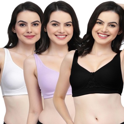 COLLEGE GIRL CG1214 Double Layered Women Everyday Non Padded Bra(Black, Purple, White)