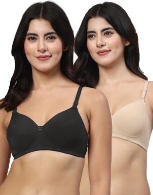 LILY Dapyklis Women T-Shirt Lightly Padded Bra(Black, Beige)