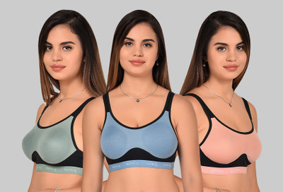 Yana Women Sports Non Padded Bra(Light Blue, Light Green, Pink)
