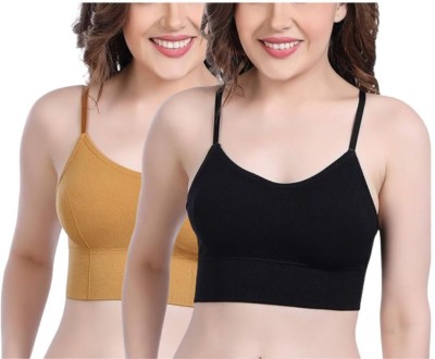 Vanila V51 Women T-Shirt Lightly Padded Bra(Yellow, Black)