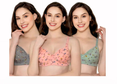 SP FASHION Women Full Coverage Non Padded Bra(Light Green, Pink, Grey)