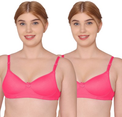 KOMLI Komli Backless Lightly Padded Cotton Rich Full Coverage Bra Women T-Shirt Lightly Padded Bra(Pink)