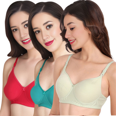 Liigne Women Everyday Non Padded Bra (Pack Of 3) for T-Shirt Saree Dress Sports Garment Women T-Shirt Non Padded Bra(Pink)