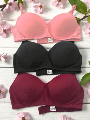 eastern club Women Everyday Lightly Padded Bra(Pink, Black, Maroon)