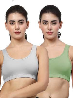 LILY StropsYttak Double Layered Women Sports Non Padded Bra(Grey, Green)