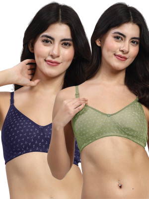 LILY tidaMino Women T-Shirt Non Padded Bra(Green, Dark Blue)