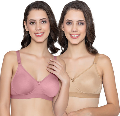 kalyani Paloma Seamless Support Full Coverage Double Layered Bras | Pack of 2 Women Everyday Non Padded Bra(Purple, Beige)