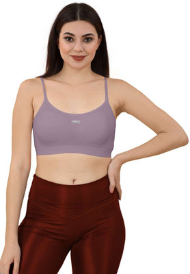 SWIFFIN Women's Seamless Padded Bra with Spaghetti Straps for Everyday & Gym Use Women Everyday Lightly Padded Bra(Purple)
