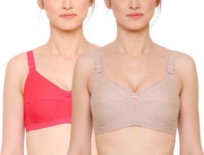 INKURV Women Full Coverage Non Padded Bra(Pink, Beige)