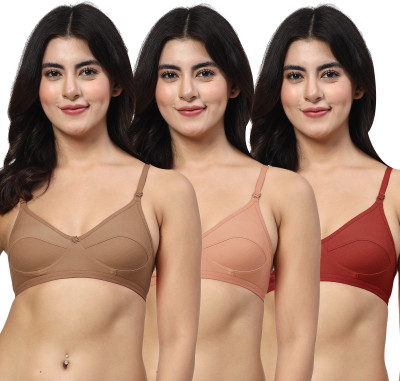 LILY anpas Women Everyday Non Padded Bra(Brown, Brown, Maroon)