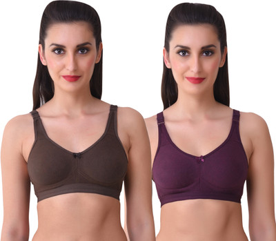 SKDREAMS SKDREAMS Multi Color Cotton Set of 2 Women's Bra Combo Women Full Coverage Non Padded Bra(Multicolor)