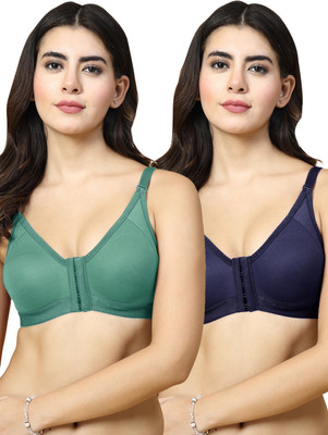 Docare DCFO280 Front Open Women T-Shirt Non Padded Bra(Green, Dark Blue)