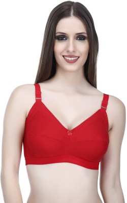 elina Plus Size Comfort Bra for Women Women Full Coverage Non Padded Bra(Red)