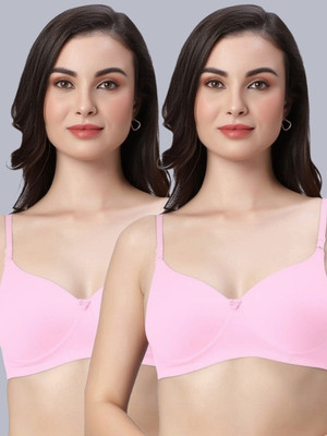 Eden EDEN102PINKPINK Women T-Shirt Non Padded Bra(Pink)