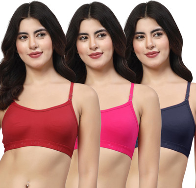 LILY 3321Mino Women Sports Non Padded Bra(Maroon, Pink, Dark Blue)