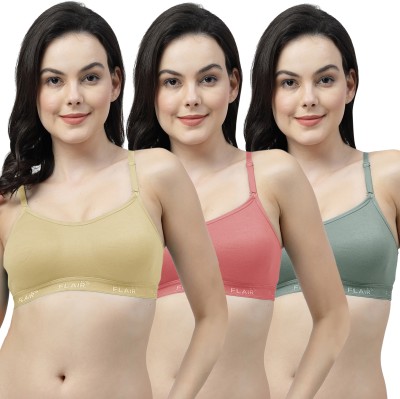 Shyam Sons FLAIR Brezza Double Layered Women Sports Non Padded Bra(Beige, Red, Green)