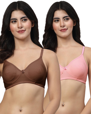 LILY akinos Women T-Shirt Non Padded Bra(Brown, Pink)