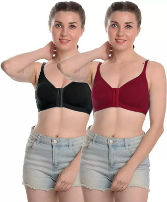 Viyan Hub Women Everyday Non Padded Bra(Black, Maroon)