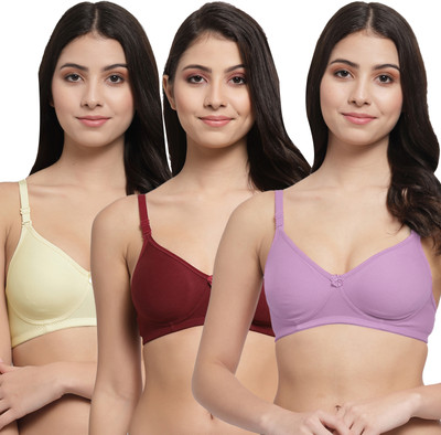 Docare Women T-Shirt Lightly Padded Bra(Purple, Maroon, Yellow)