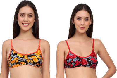 Jomferry 333 Women Full Coverage Non Padded Bra(Red, Orange)