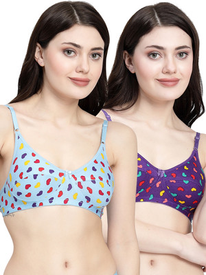 Docare LittleHeart Women Minimizer Non Padded Bra(Blue, Purple)