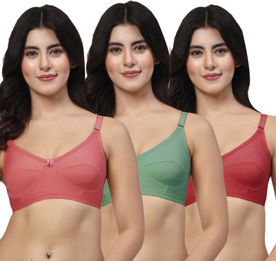 LILY akihdar Women Everyday Non Padded Bra(Maroon, Green, Maroon)