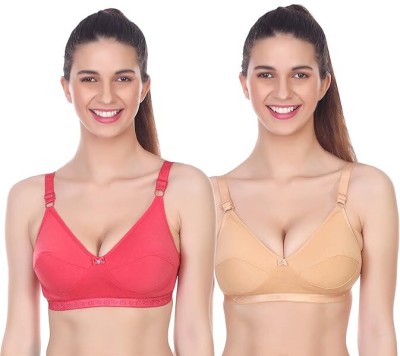 DILSOZ women cotton bra Women Everyday Non Padded Bra(Pink, Beige)