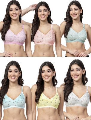 Docare MixPrint Women Everyday Non Padded Bra(Green, Pink, Orange, Blue, Grey, Yellow)
