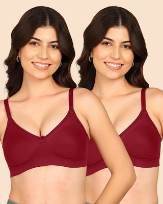 KOMLI Komli Bonded Breathable Cotton Full Coverage Non-Padded Bra Women T-Shirt Non Padded Bra(Purple)