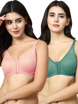 Docare DCFO280 Front Open Women T-Shirt Non Padded Bra(Pink, Green)