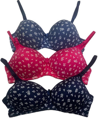 SB SUPER BEAUTY Women Everyday Lightly Padded Bra(Dark Blue, Red, Light Blue)