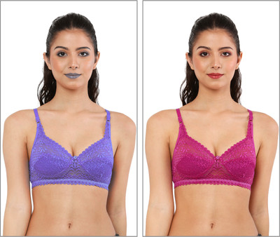 Havenhues Women Everyday Lightly Padded Bra(Blue, Pink)