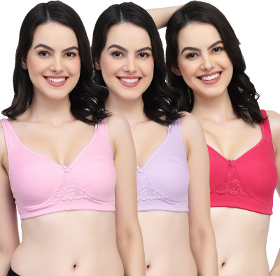 COLLEGE GIRL CG1214Mino Women Minimizer Non Padded Bra(Purple, Pink)