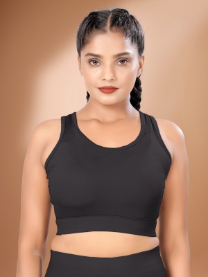 POOJARAN Women Sports Non Padded Bra(Black)