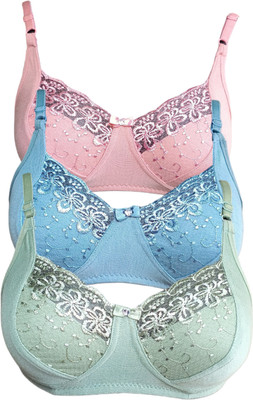 BLUE-WELL Women Full Coverage Non Padded Bra(Multicolor)