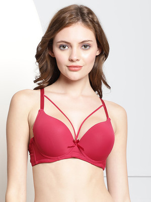 PrettyCat PrettyCat Underwired Lightly Padded Pushup Bra With Bow Women Push-up Lightly Padded Bra(Red)