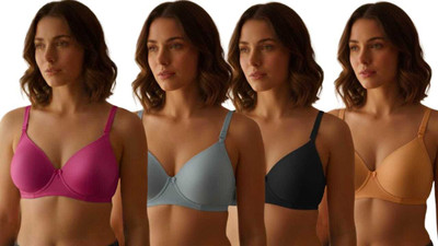 byoubra PALTYRBBO Women Everyday Lightly Padded Bra(Blue, Black, Orange, Pink)