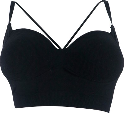 Sheluxe CB_BKK Women Cage Bra Lightly Padded Bra(Black)