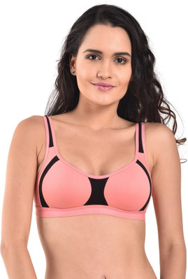 HouseOfCommon Women Sports Non Padded Bra(Black, Pink)