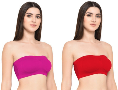 Guru Krupa Traders Women's Nylon Spandex Free Size Lightly Padded Pull On Sport Bra Women Everyday Non Padded Bra(Pink, Red)