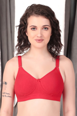 Piylu Everyday Comfort Women Full Coverage Non Padded Bra(Red)